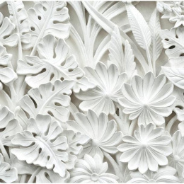 Fototapeta - Białe Liście 3D, Rośliny